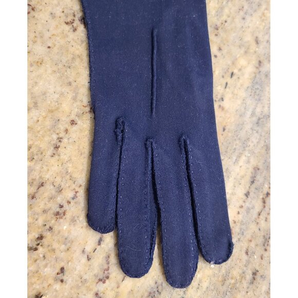 New! Vintage Size M/L 7.5 Blue Cotton Stretch Formal 9.5" Gloves Braided Cuff - Picture 2 of 16